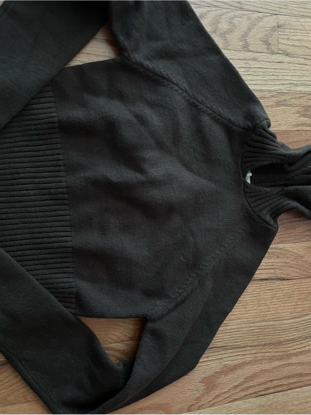 Frankie's Bikinis Brown Ribbed Crewneck Sweater